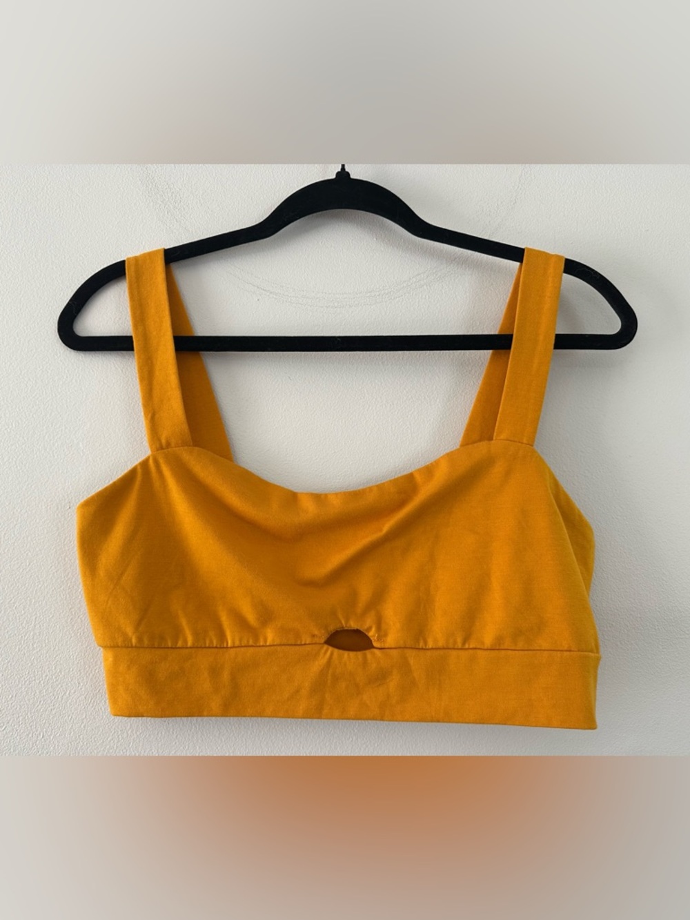SHEIN Mustard Crop Tank with Front Cutout